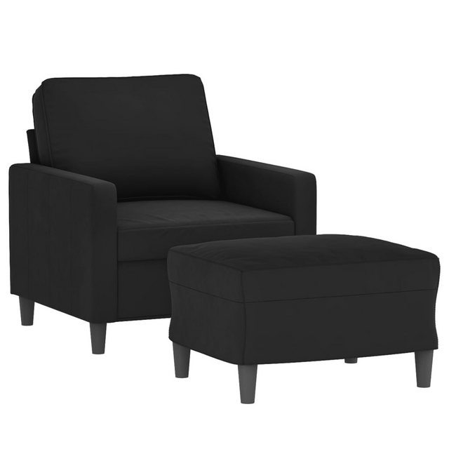 vidaXL Sofa Sessel mit Hocker Schwarz 60 cm Samt günstig online kaufen