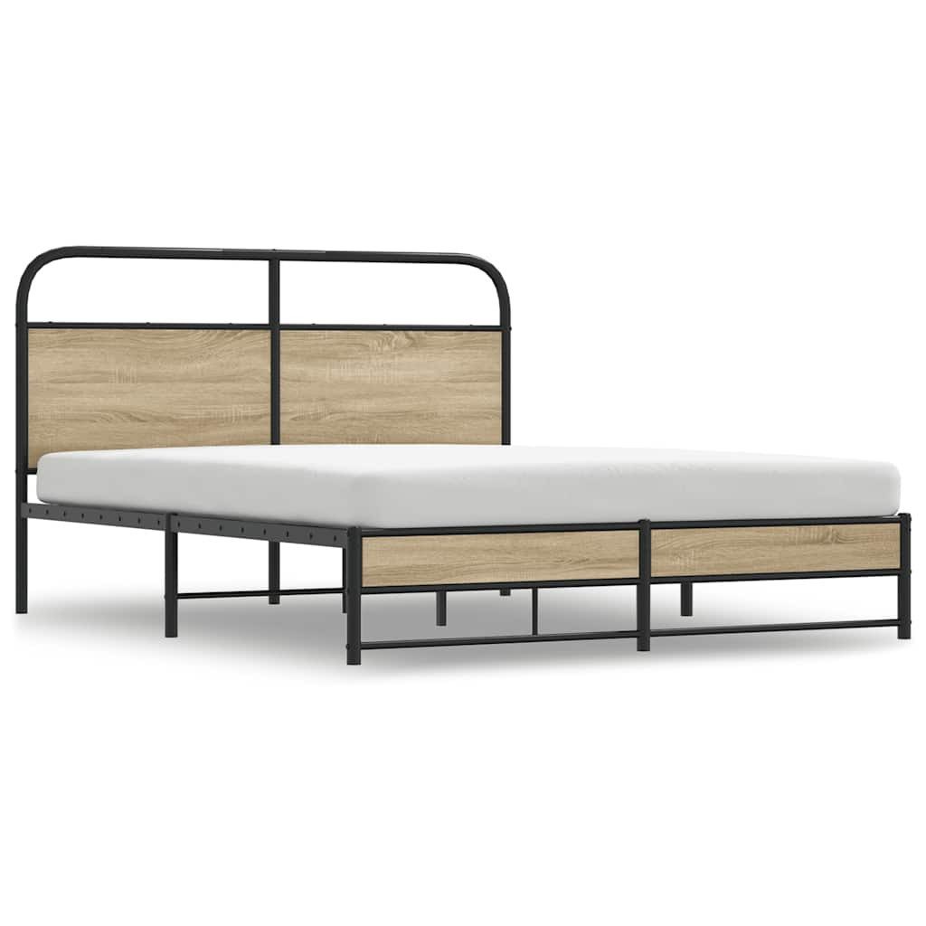vidaXL Bett Metallbett ohne Matratze Räuchereiche günstig online kaufen