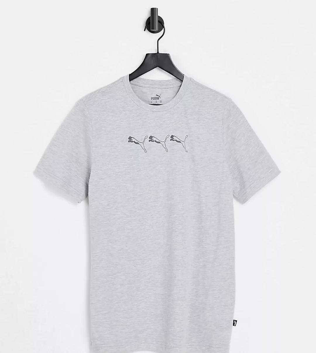 PUMA – T-Shirt mit sich wiederholendem Raubkatzen-Logo in Grau – exklusiv b günstig online kaufen