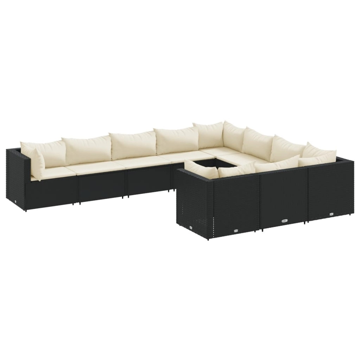 vidaXL 10-tlg Garten-Sofagarnitur mit Kissen Schwarz Poly Rattan Modell 141 günstig online kaufen