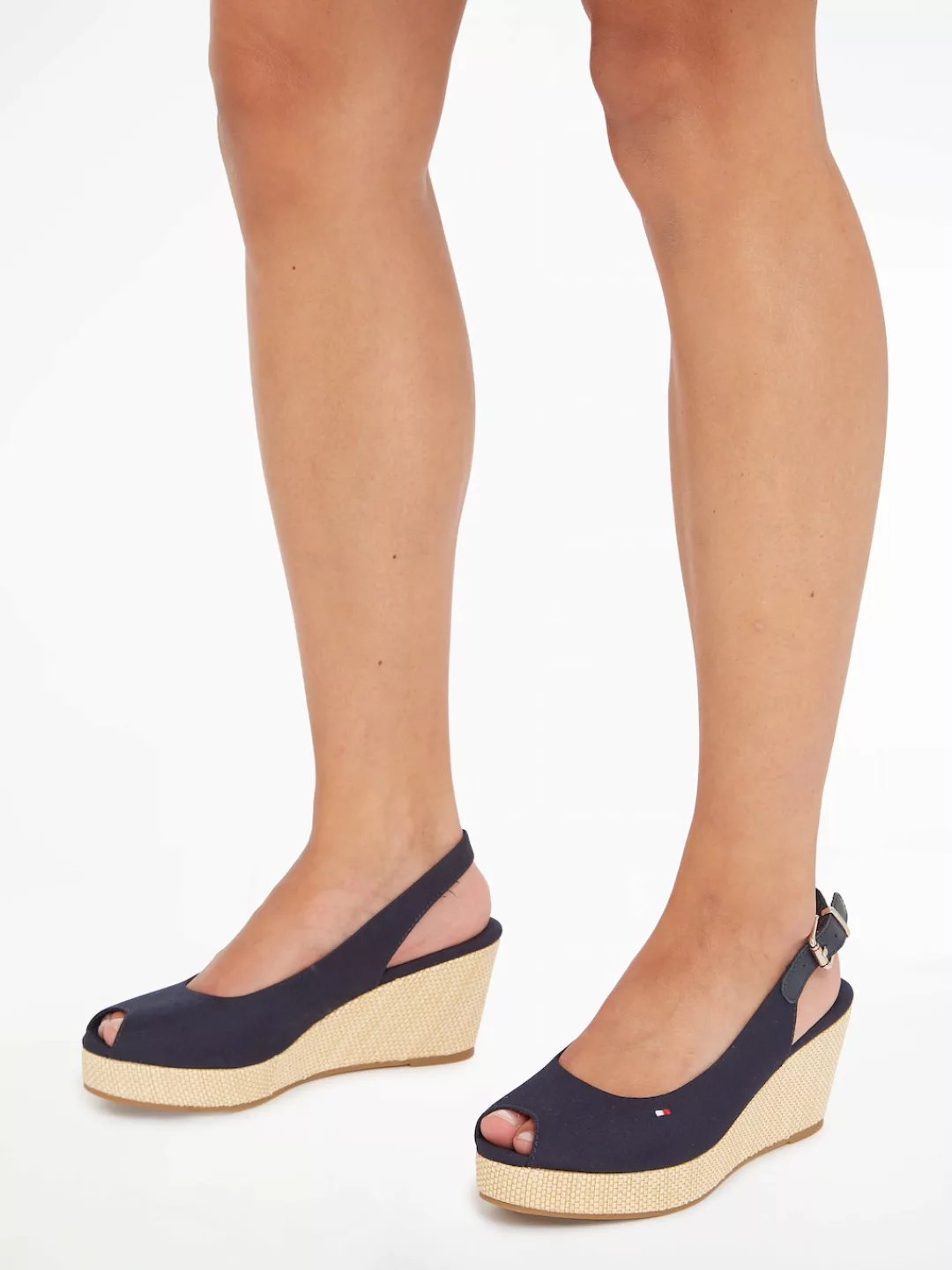 Tommy Hilfiger Sandalette "ICONIC ELBA SLING BACK WEDGE", Sommerschuh, Sand günstig online kaufen