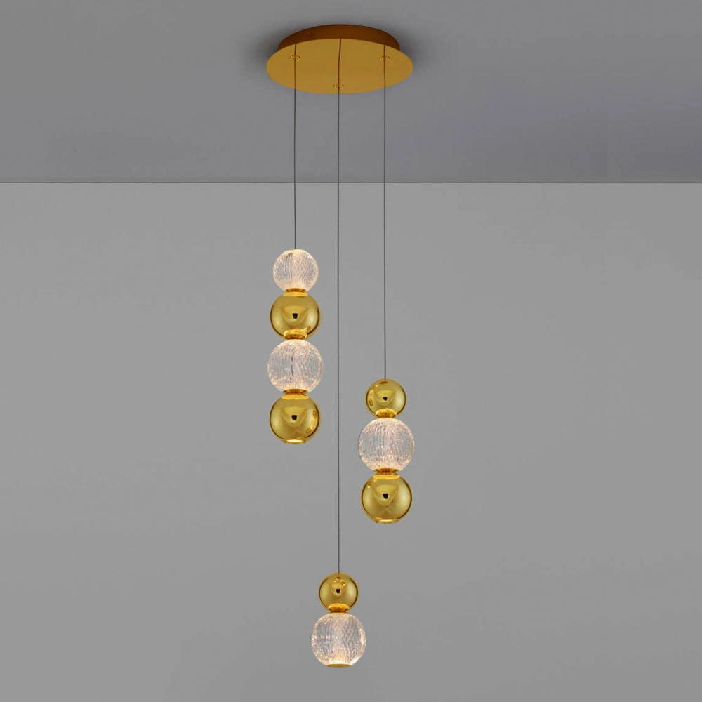 LED Pendelleuchte Brille in Gold und Transparent 3x 6,33W 1232lm günstig online kaufen