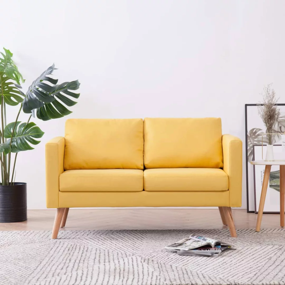 vidaXL Sofa 2-Sitzer-Sofa Stoff Gelb Couch günstig online kaufen