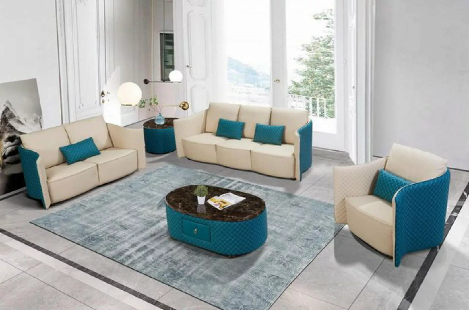 Xlmoebel Sofa Designer Ledersofa 2-teiliges Set für Polstermöbel Couchen, H günstig online kaufen