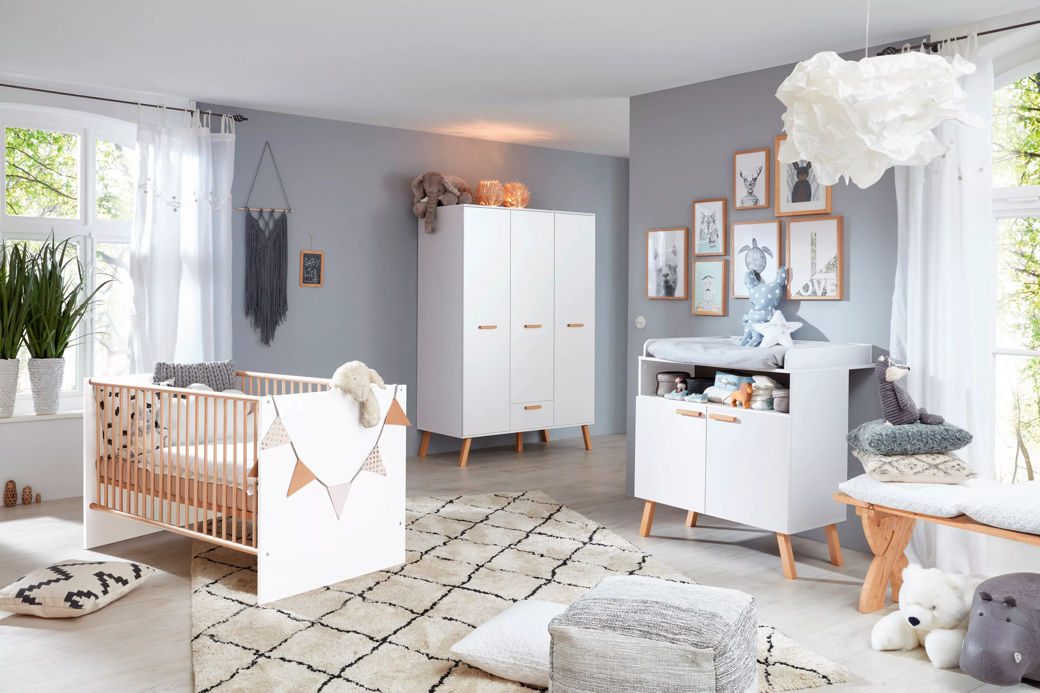 trendteam Babymöbel-Set "Mats", (Set, 3 tlg., Bett, Wickelkommode, Schrank) günstig online kaufen