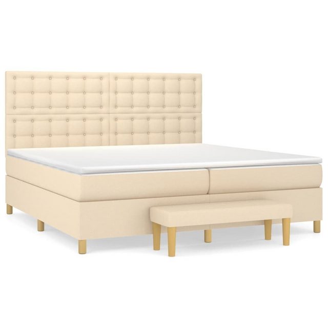 vidaXL Bettgestell Boxspringbett mit Matratze Creme 200x200 cm Stoff Bett B günstig online kaufen