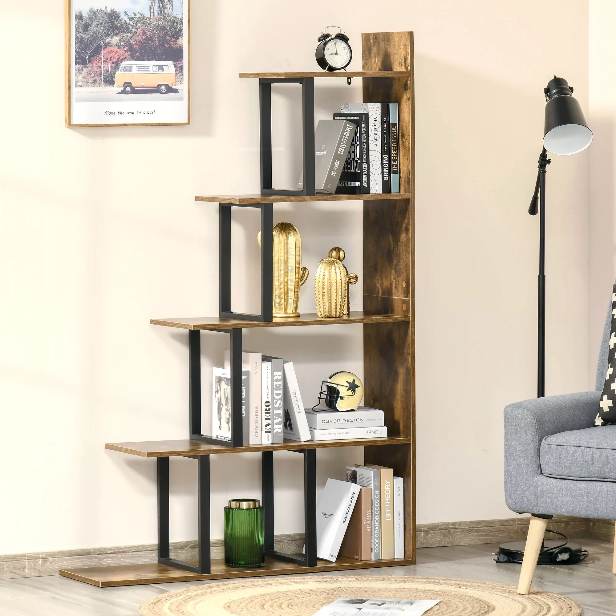 HOMCOM Bücherregal, Standregal , Wohnzimmerregal, Spielzeugregal, Holz, Rus günstig online kaufen