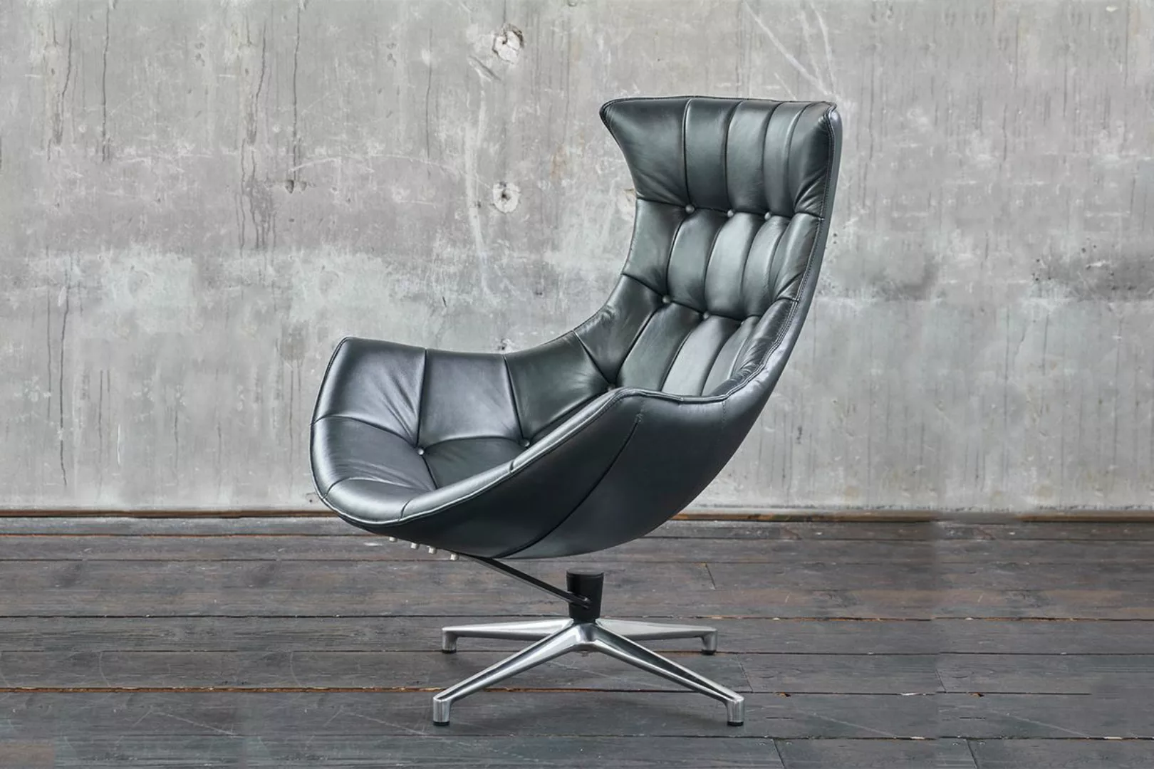 KAWOLA Drehsessel SKIO Sessel Leder matt schwarz günstig online kaufen