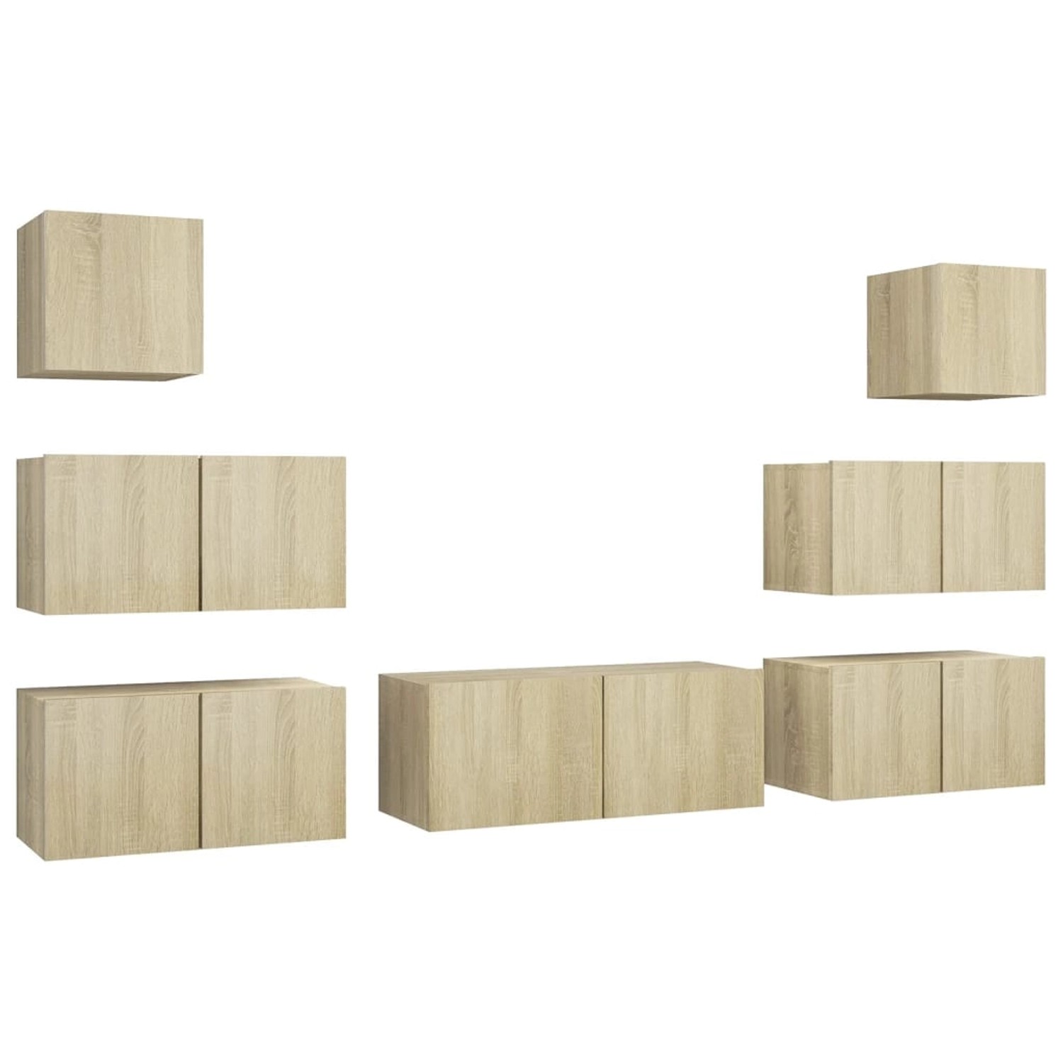 vidaXL 7-tlg. TV-Schrank-Set Sonoma-Eiche Holzwerkstoff 2 günstig online kaufen