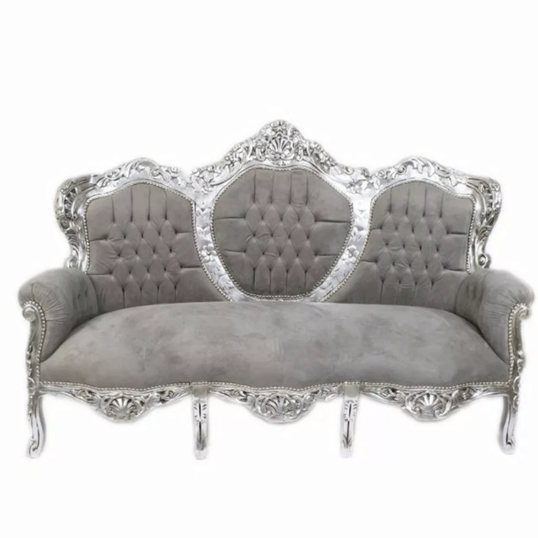 Casa Padrino 3-Sitzer Barock 3-er Sofa "King" Grau / Silber - Barock Möbel günstig online kaufen