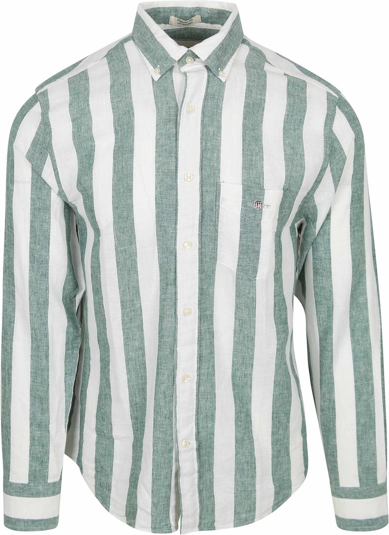 Gant Hemd Streifen Bold Leinen Grün - Größe 3XL günstig online kaufen
