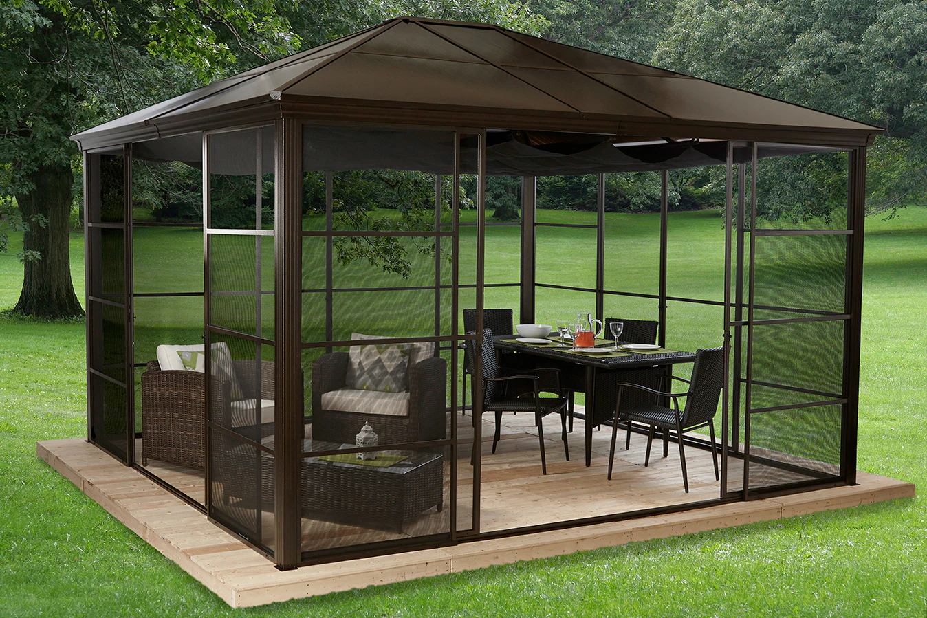 Sojag Pavillon Castel bronze Aluminium B/H/L: ca. 362x296x427 cm günstig online kaufen