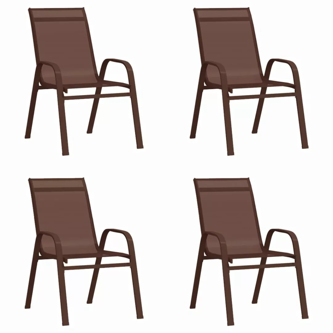 Vidaxl Stapelbare Gartenstühle 4 Stk. Braun Textilene günstig online kaufen