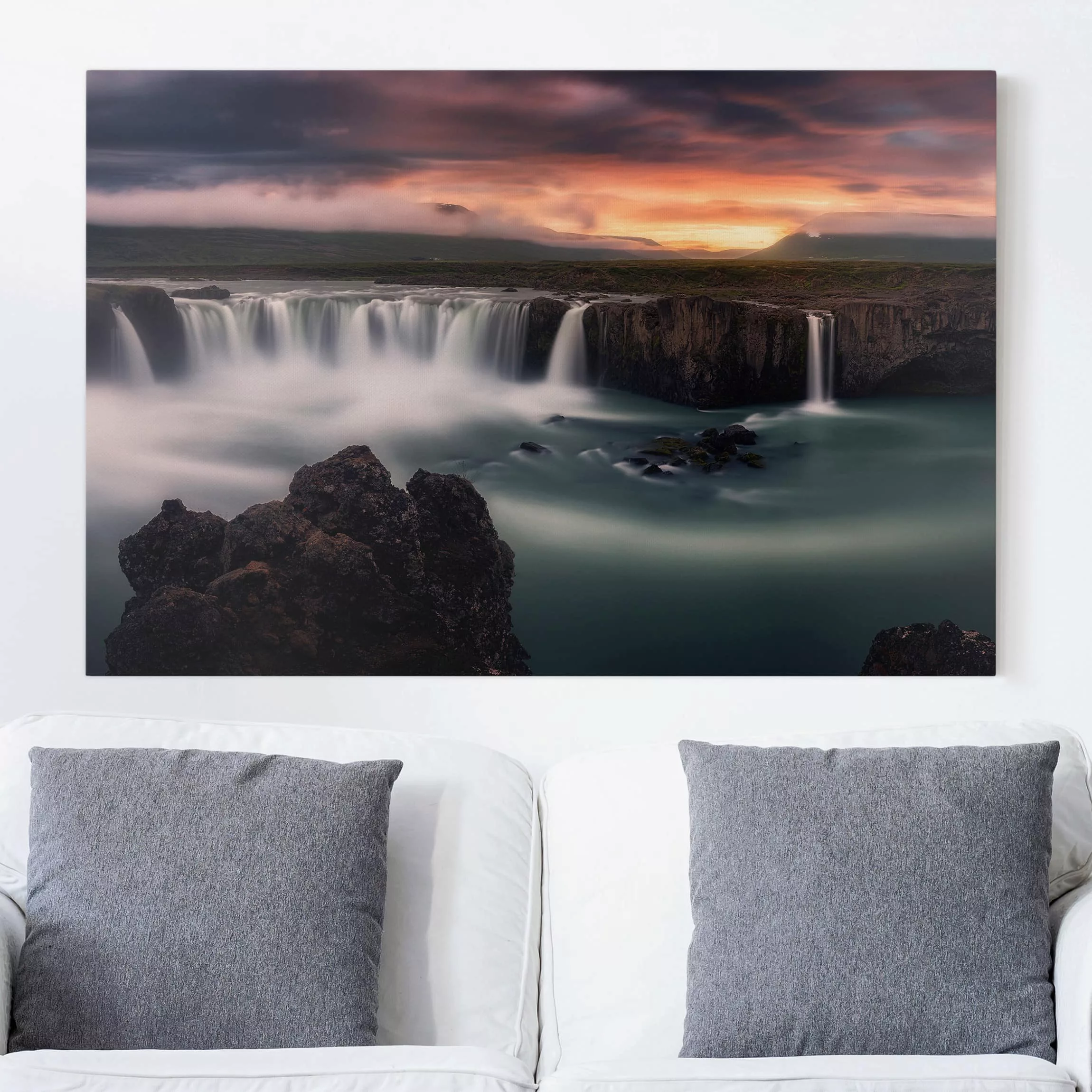 Leinwandbild Wasserfall - Querformat Goðafoss Wasserfall in Island günstig online kaufen