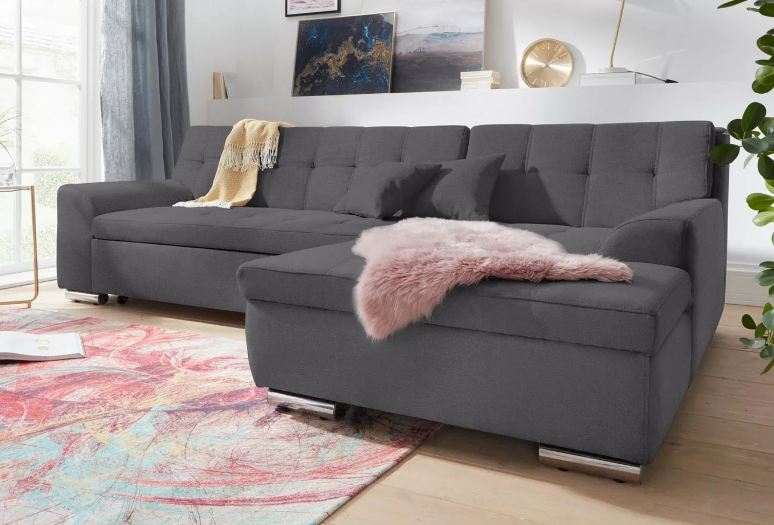 DOMO collection Ecksofa "Aversa L-Form", wahlweise mit Bettfunktion günstig online kaufen