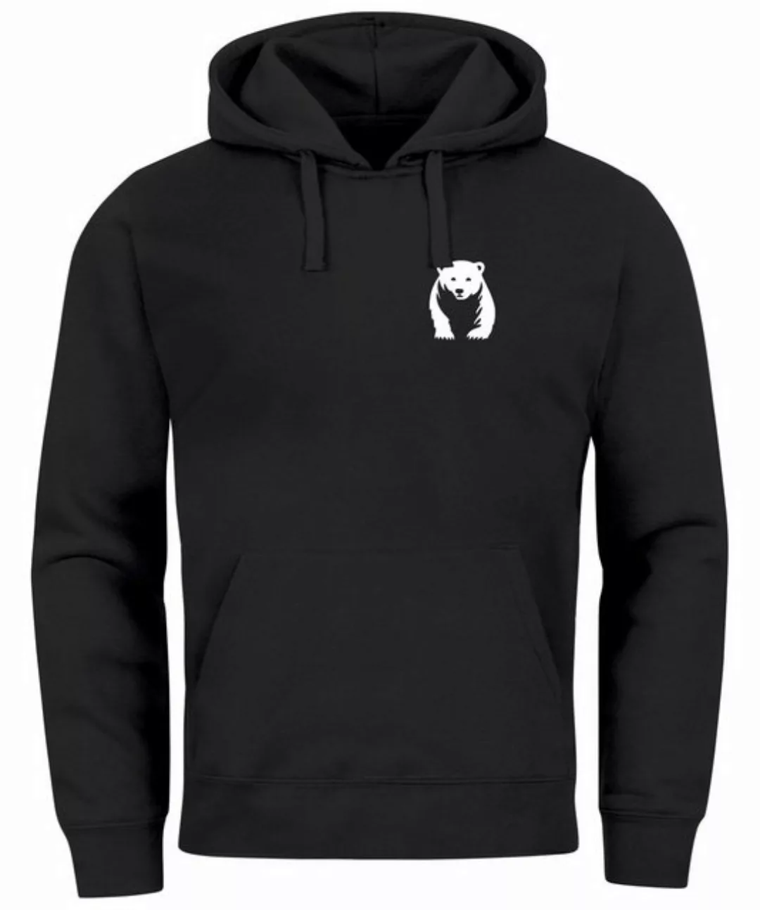 Neverless Hoodie Hoodie Herren Print Aufdruck Motiv Brustprint Logo Bär Nat günstig online kaufen