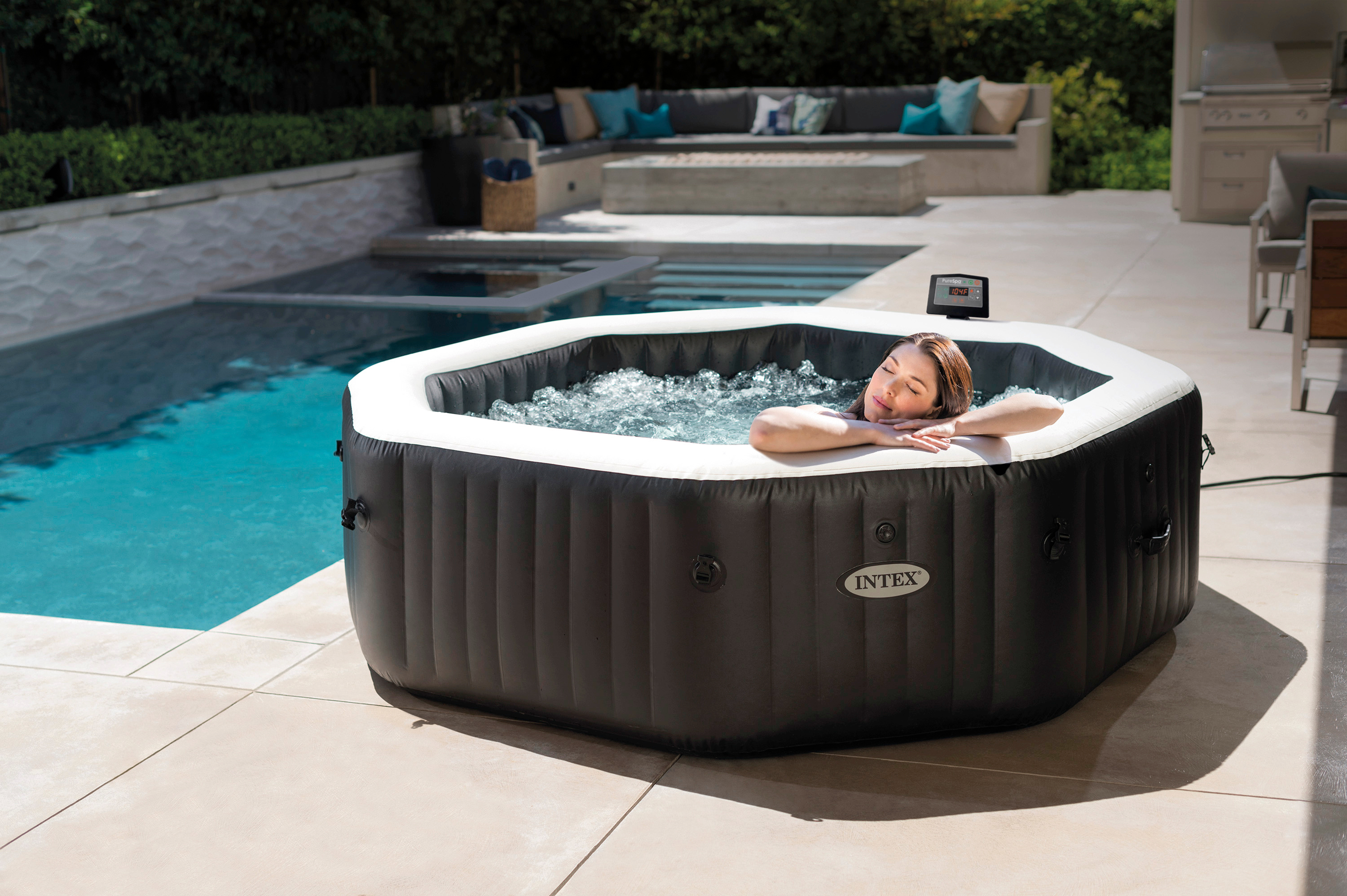 Intex Whirlpool "PureSPA "Jet + Bubble Deluxe" octagon, onyx black", (Set), günstig online kaufen