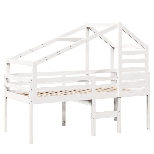 vidaXL Bett Hochbett mit Dach Weiß 90x200 cm Massivholz Kiefer günstig online kaufen