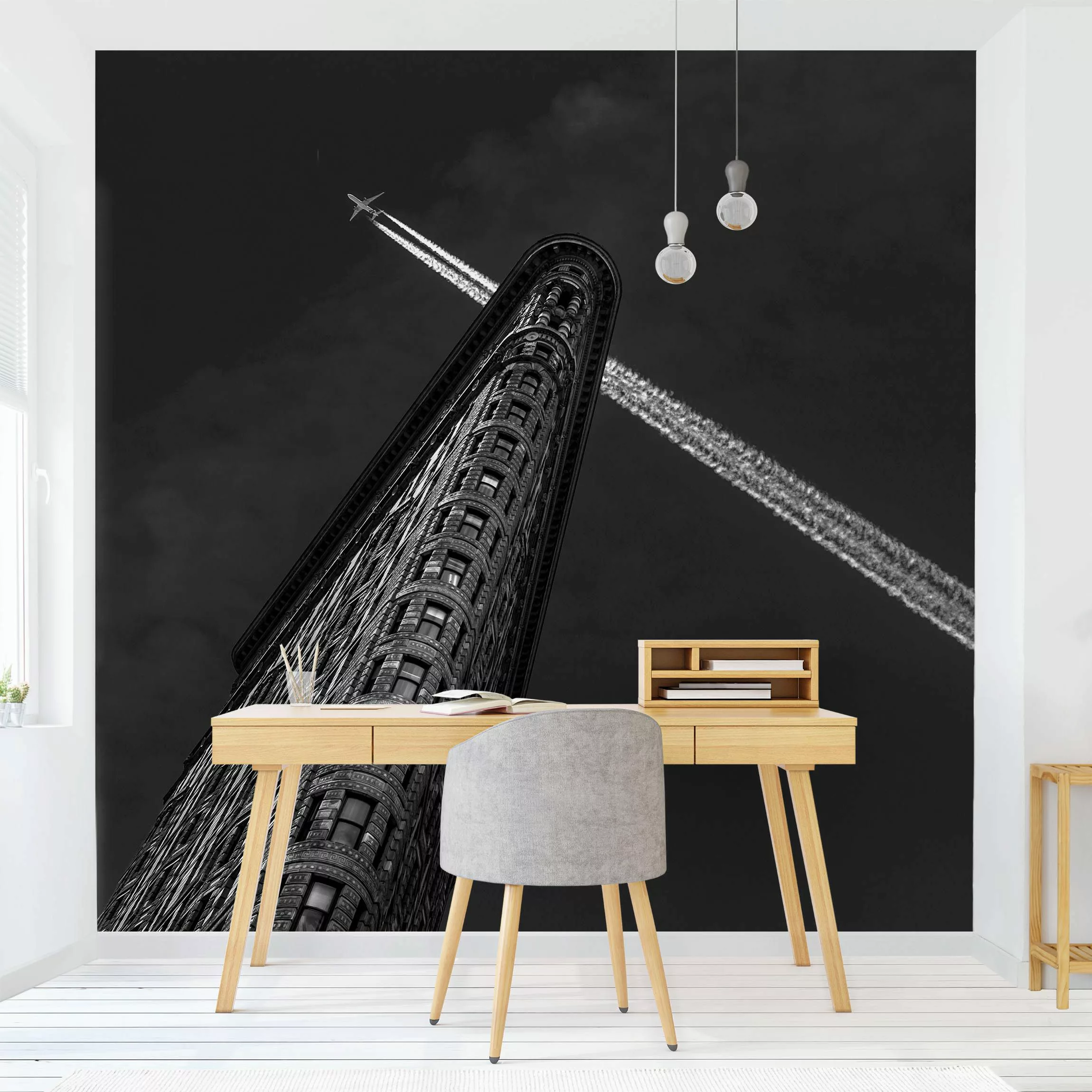 Fototapete New York Flat Iron mit Flugzeug günstig online kaufen