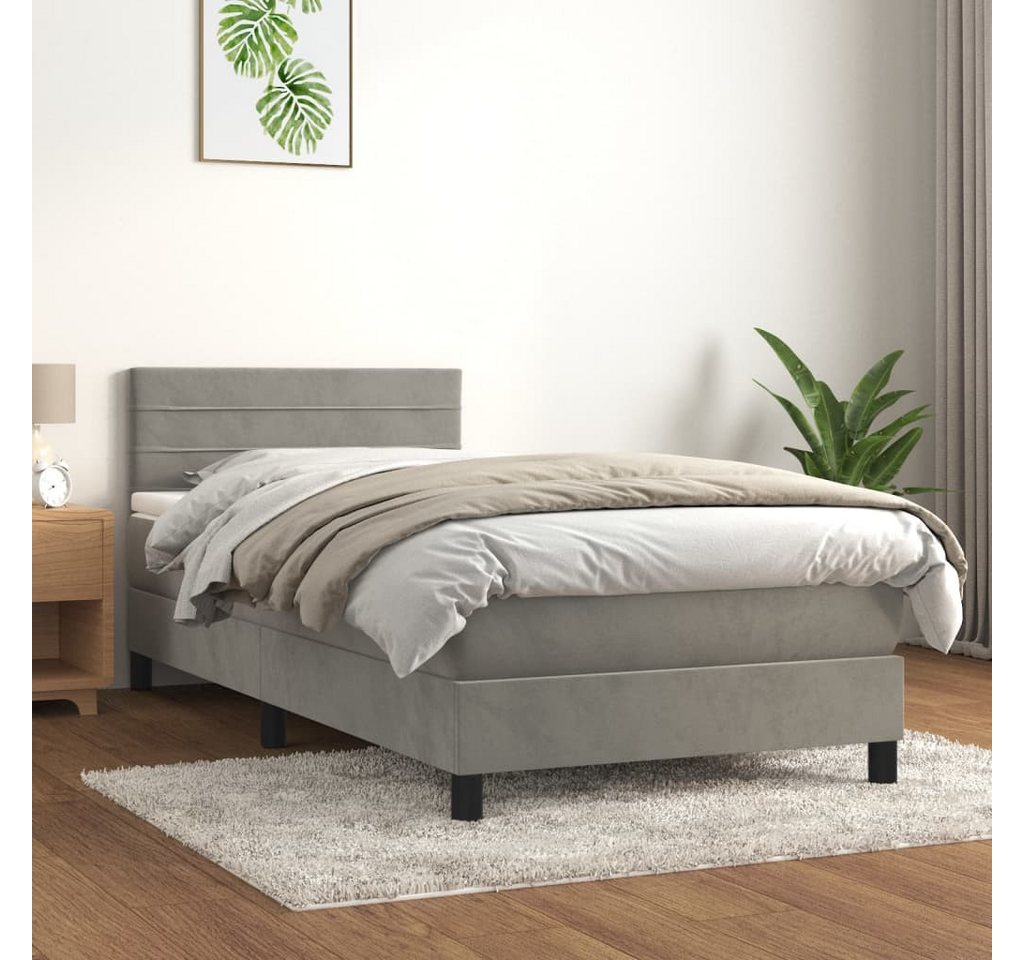 vidaXL Boxspringbett Bett Boxspringbett mit Matratze Samt (90 x 190 cm, Hel günstig online kaufen