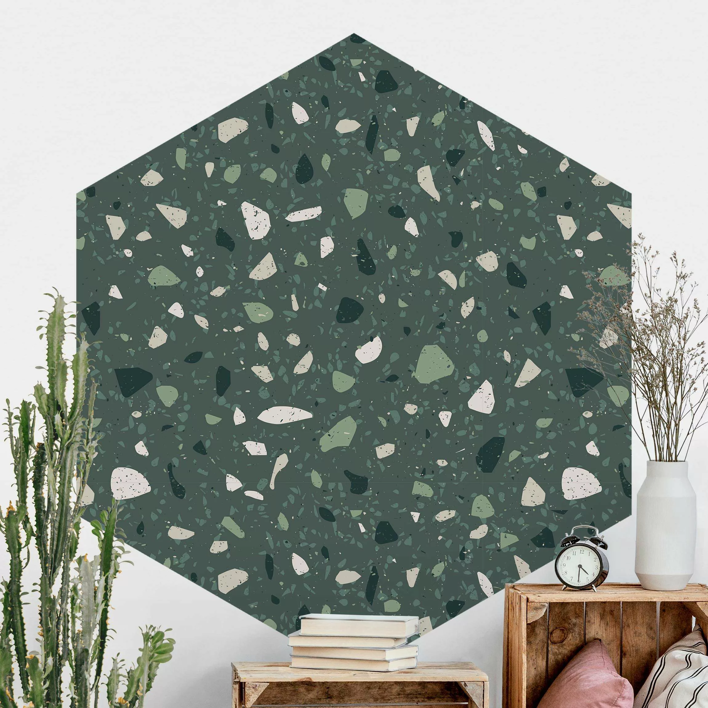 Hexagon Mustertapete selbstklebend Detailliertes Terrazzo Muster Messina günstig online kaufen
