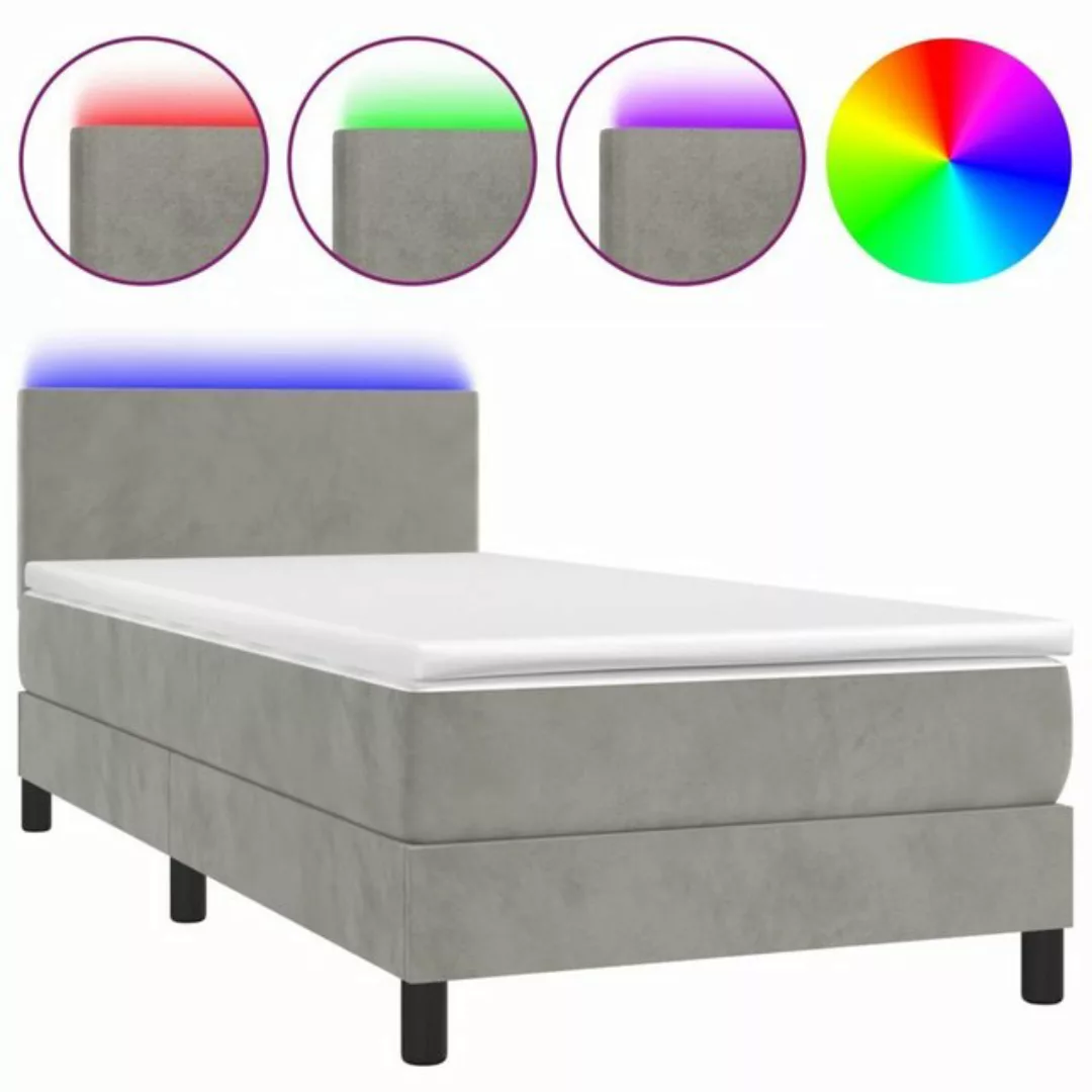 vidaXL Boxspringbett Boxspringbett mit Matratze LED Hellgrau 100x200 cm Sam günstig online kaufen