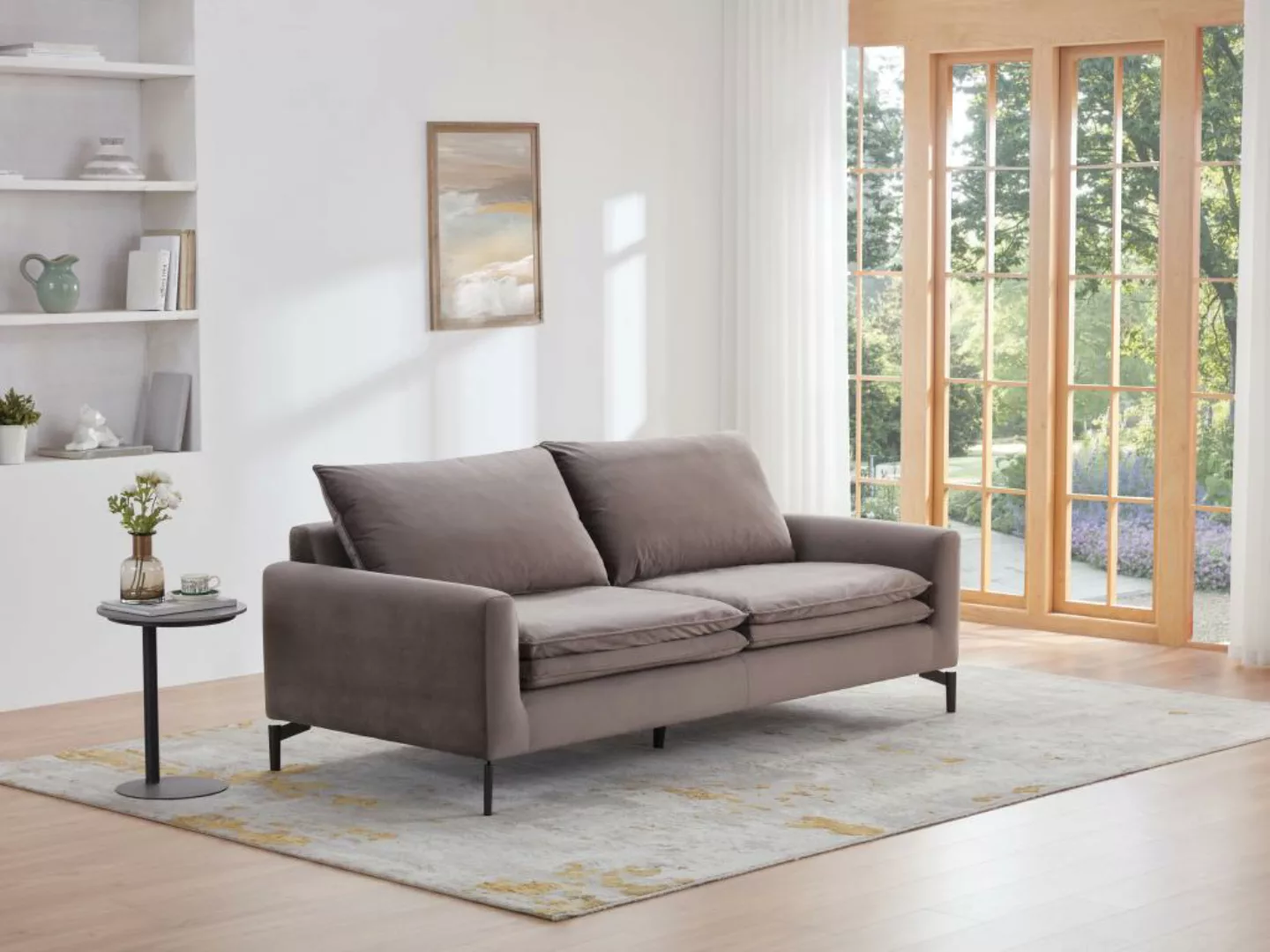 Sofa 3-Sitzer - Samt - Taupe - ISENA günstig online kaufen