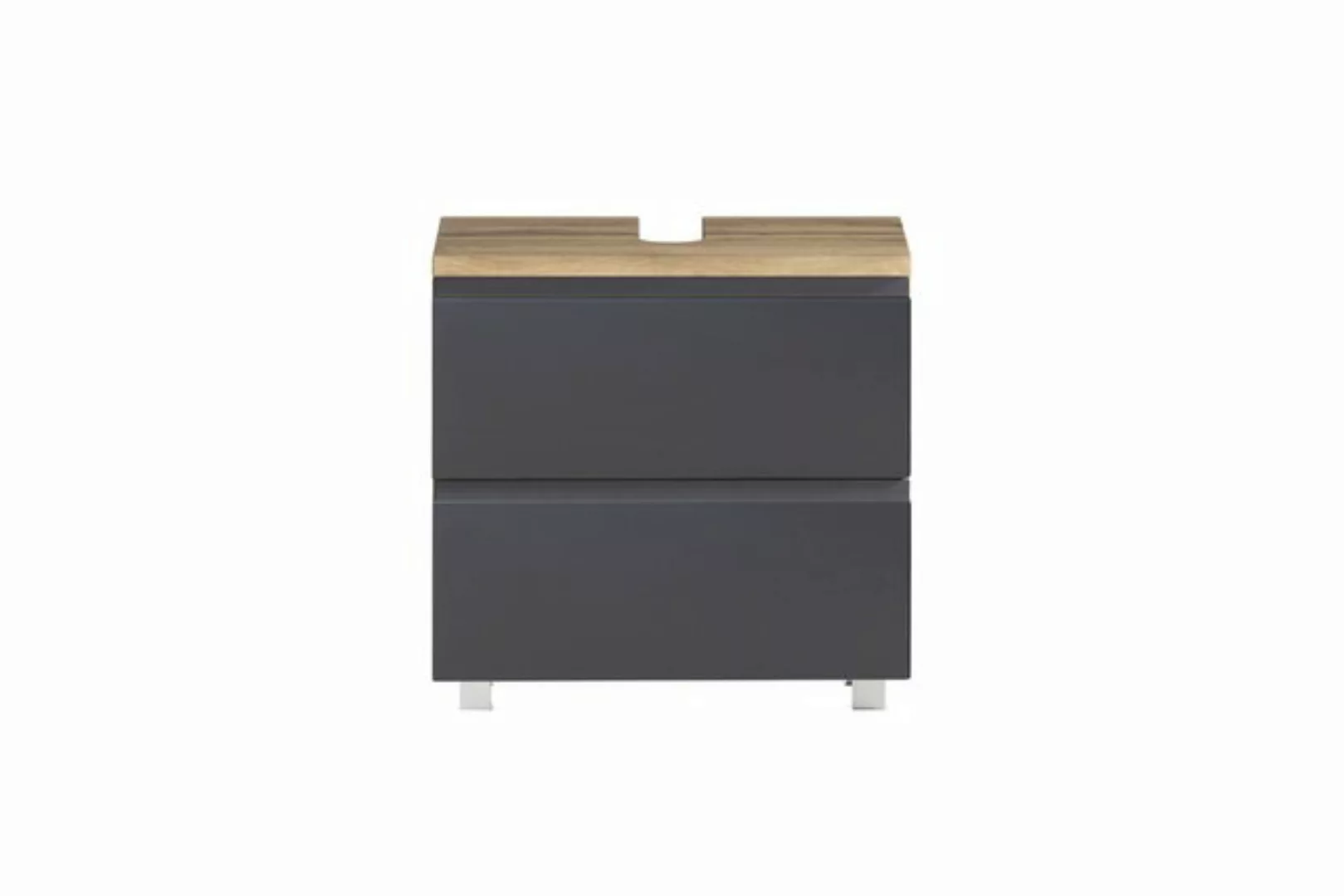 freiraum Waschbeckenunterschrank Paris in grau, Wotaneiche, MDF - 60x54x35c günstig online kaufen