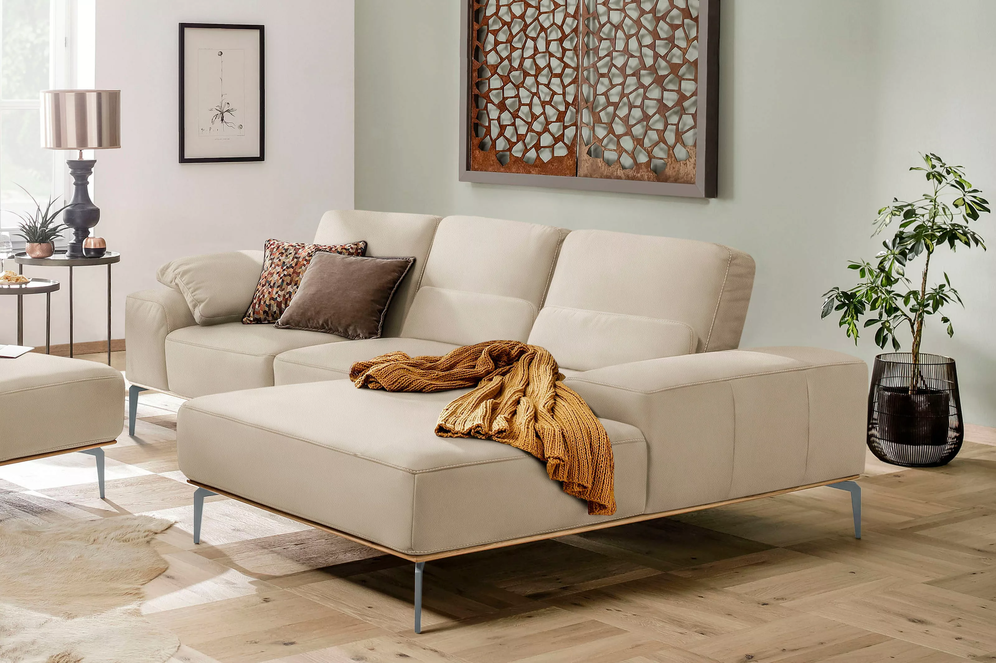 W.SCHILLIG Ecksofa run, mit elegantem Holzsockel, Füße in Silber matt, Brei günstig online kaufen