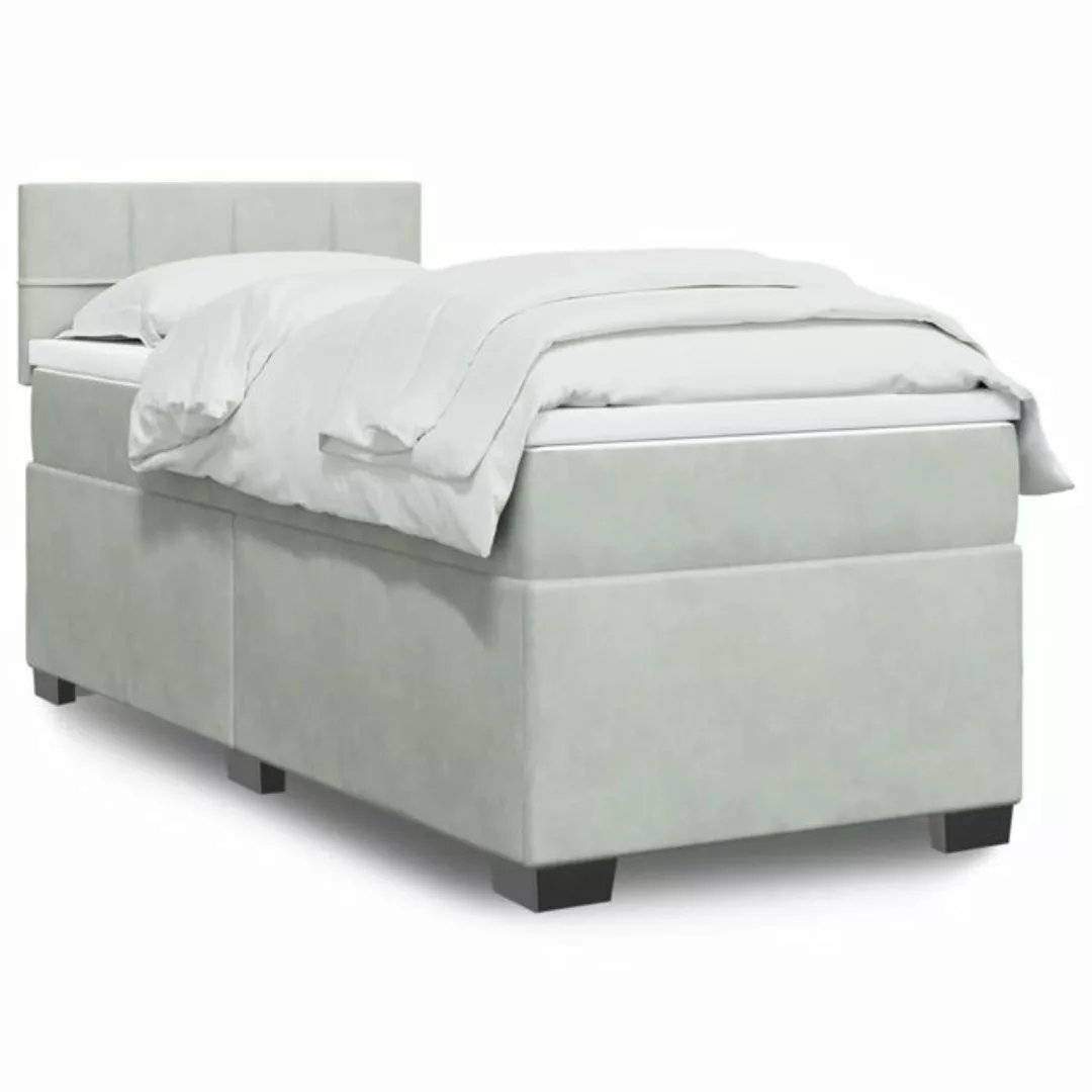 furnicato Bettgestell Boxspringbett mit Matratze Hellgrau 80x200 cm Samt günstig online kaufen