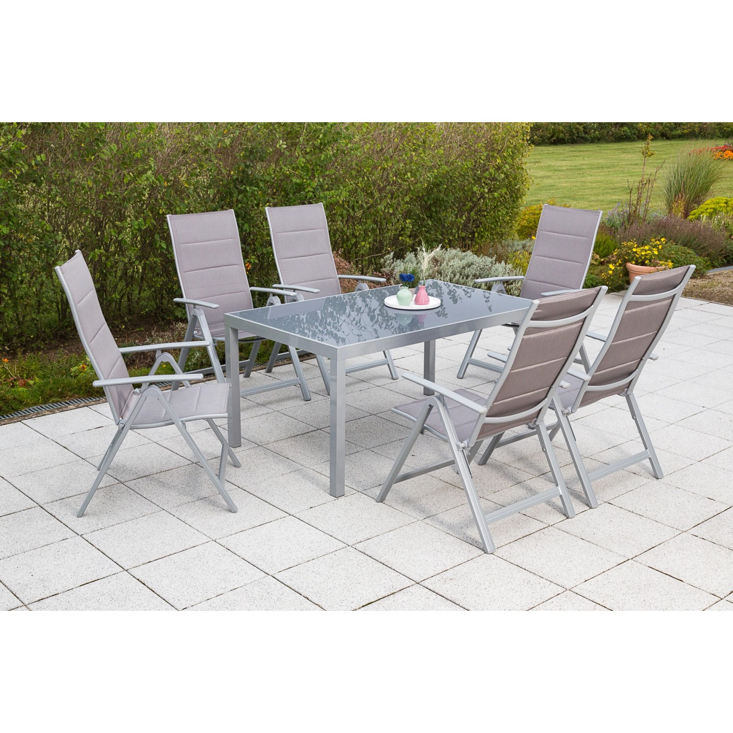 Merxx Taviano Set 7-tlg. 6 Klappsessel Gartentisch 150 x 90 cm Diamantbraun günstig online kaufen