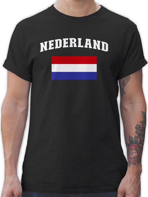 Shirtracer T-Shirt Nederland Schriftzug mit Flagge, Holland, Niederlande, N günstig online kaufen