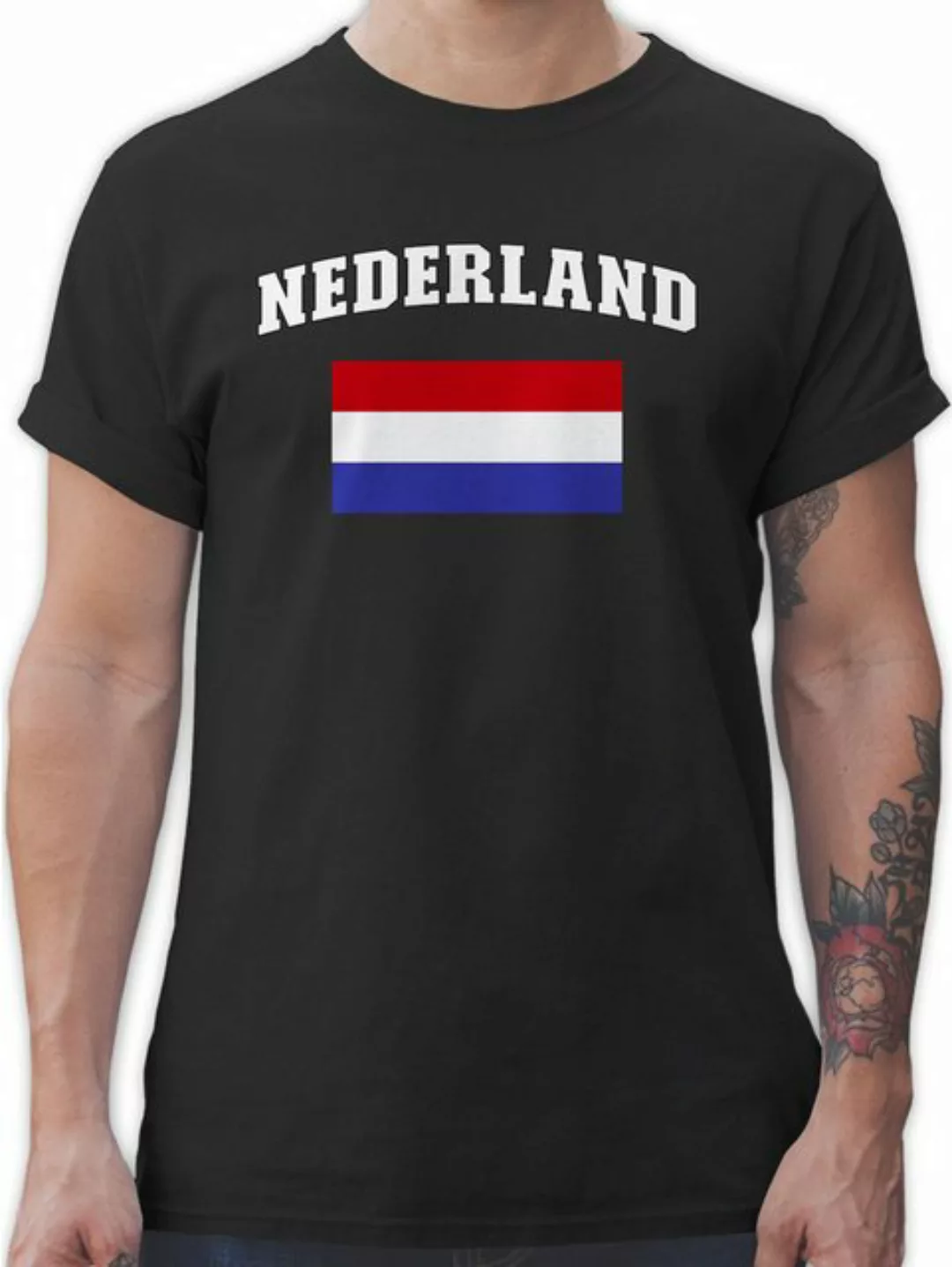 Shirtracer T-Shirt Nederland Schriftzug mit Flagge, Holland, Niederlande, N günstig online kaufen