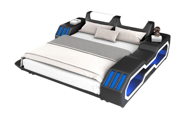 JVmoebel Bett Luxus Led Betten Beleuchtetes Schlafzimmer Bett Lederbett (Be günstig online kaufen