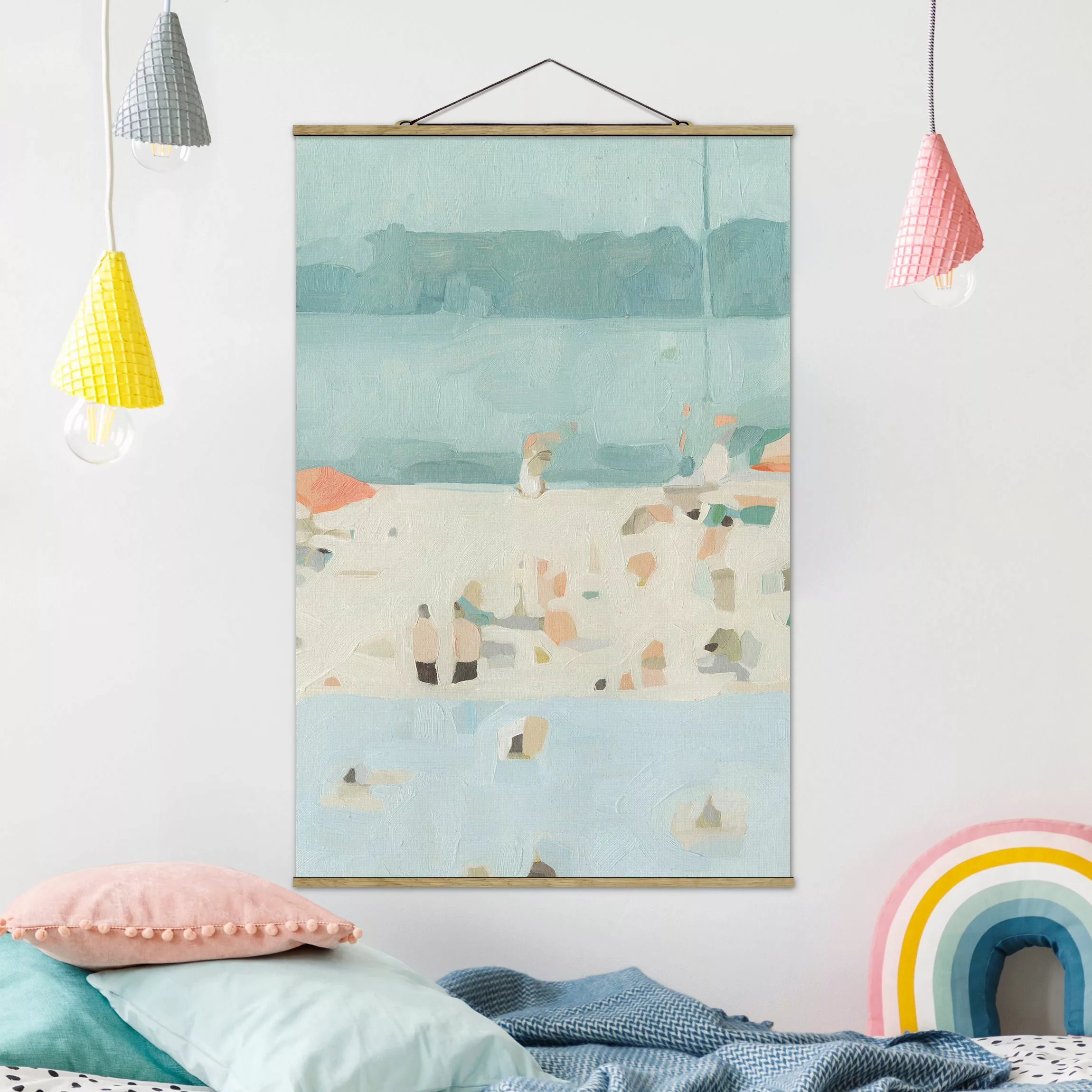 Stoffbild Kunstdruck mit Posterleisten - Hochformat Sandbank im Meer II günstig online kaufen