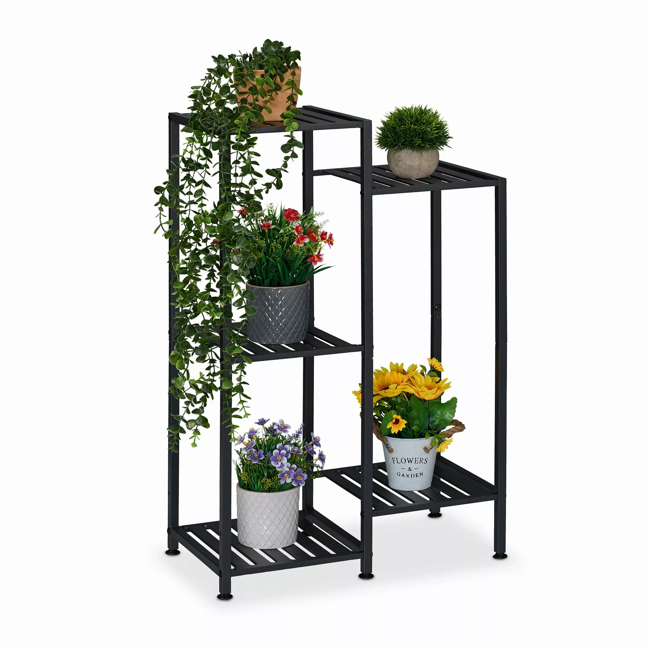 relaxdays Pflanzentreppe Blumenregal aus Metall, schwarz, günstig online kaufen