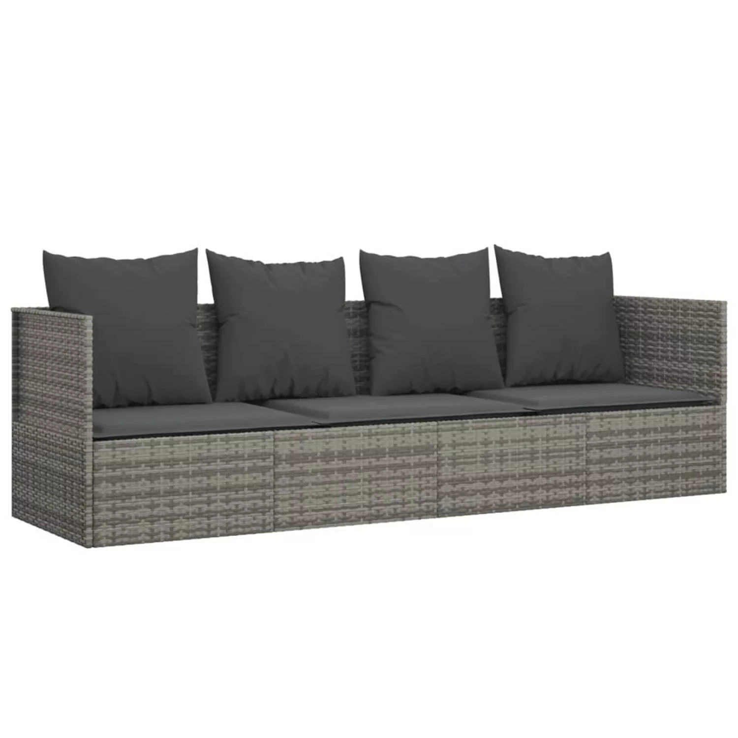 vidaXL Outdoor-Loungebett mit Kissen Grau Poly Rattan günstig online kaufen