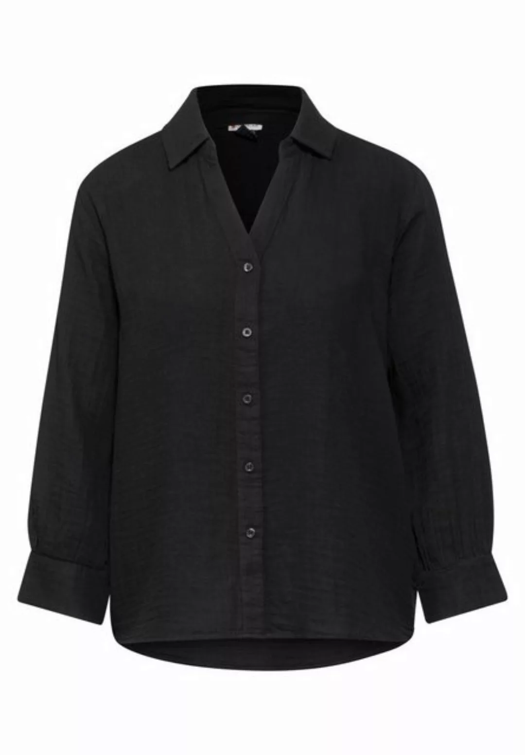 STREET ONE Blusenshirt LTD QR Muslin shirtcollar blou, Black günstig online kaufen