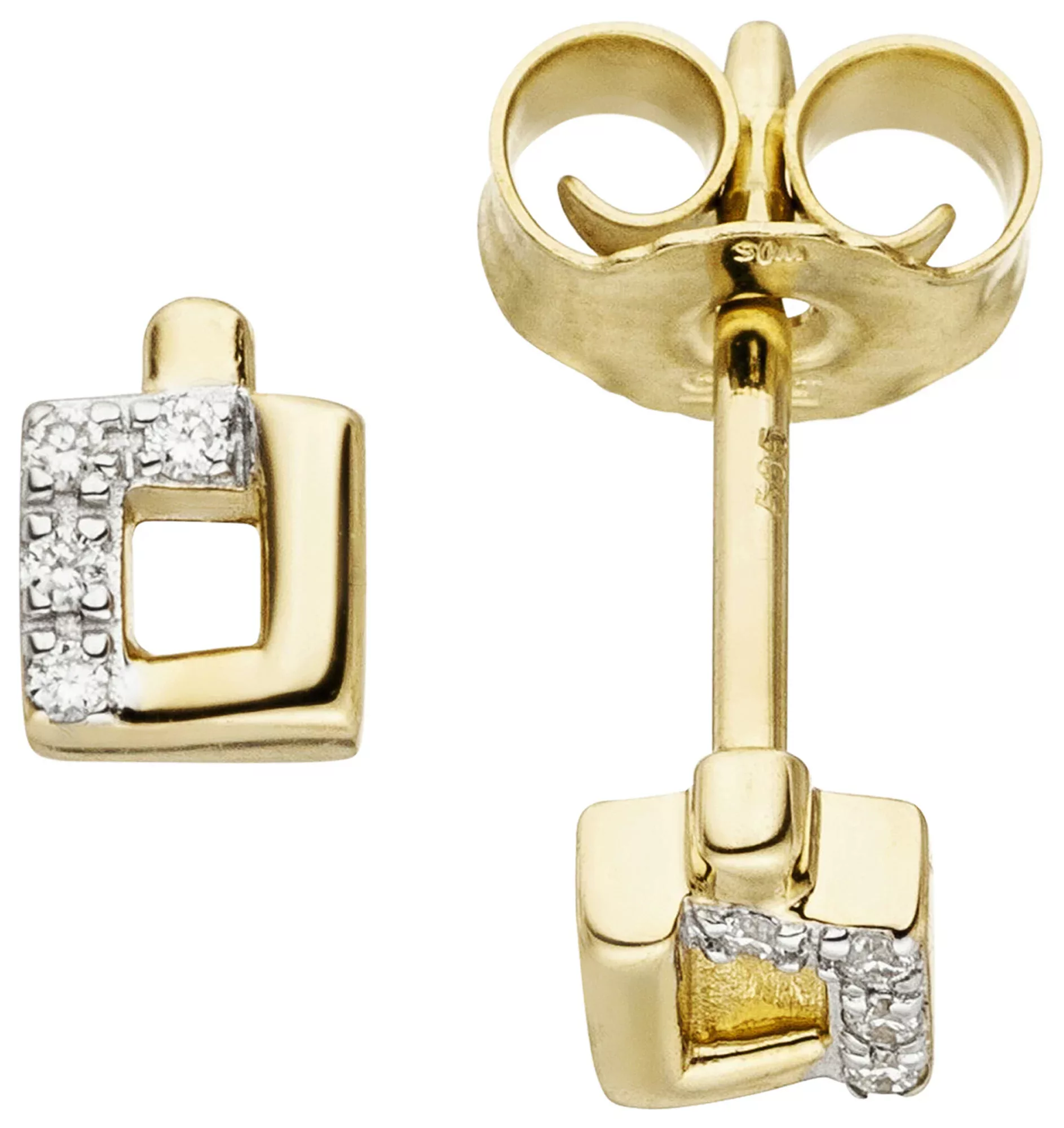 JOBO Paar Ohrstecker, eckig 585 Gold bicolor mit 8 Diamanten günstig online kaufen