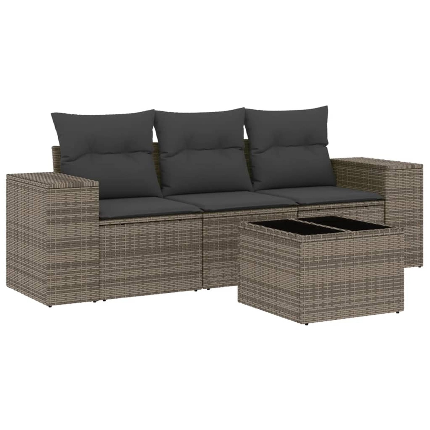 vidaXL 4-Tlg Garten-Sofagarnitur mit Kissen Grau Poly Rattan 3254607 günstig online kaufen