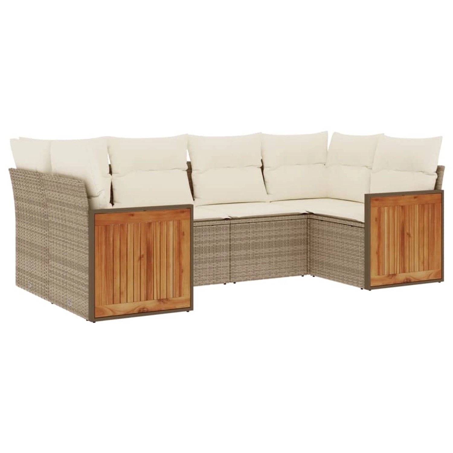 vidaXL 6-Tlg Garten-Sofagarnitur mit Kissen Beige Poly Rattan 3260343 günstig online kaufen