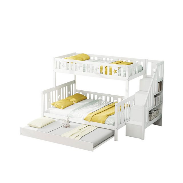 Ulife Etagenbett Massivholz Kinderbett 90x200/140x200cm, mit Rutsche und Re günstig online kaufen