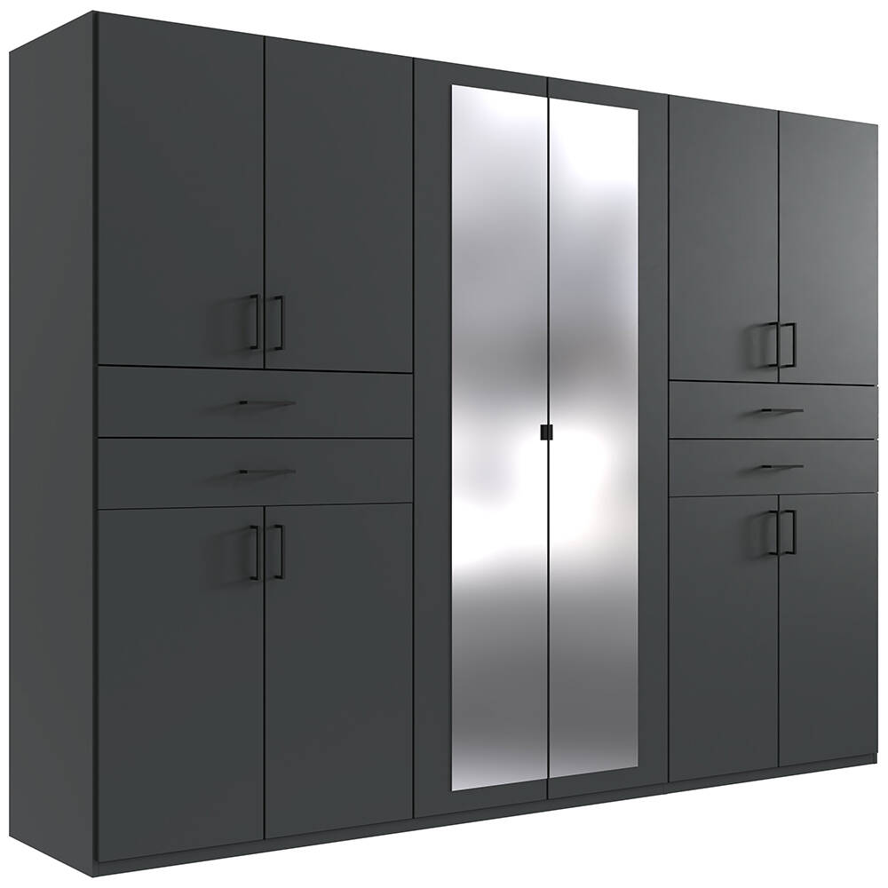 Kleiderschrank mit Spiegel, 270 cm breit modern in graphit TREVISO-43 günstig online kaufen