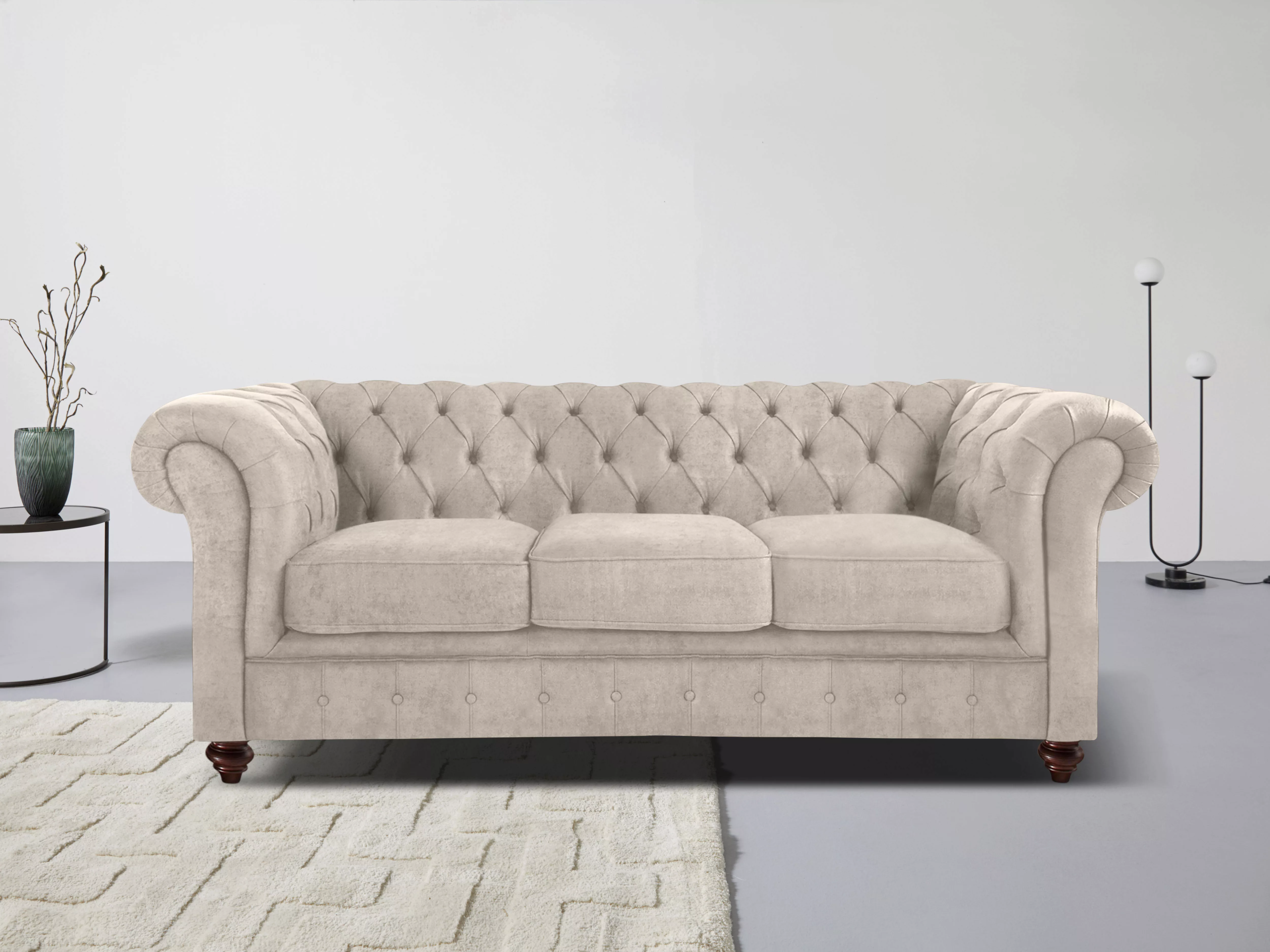 Home affaire Chesterfield-Sofa "Chesterfield 3-Sitzer B/T/H: 198/89/74 cm", günstig online kaufen