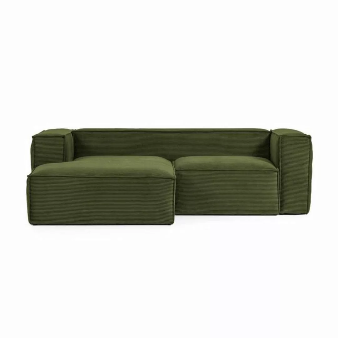 Natur24 Sofa Sofa Blok 2-Sitzer mit Longchair links grün 240cm Couch günstig online kaufen