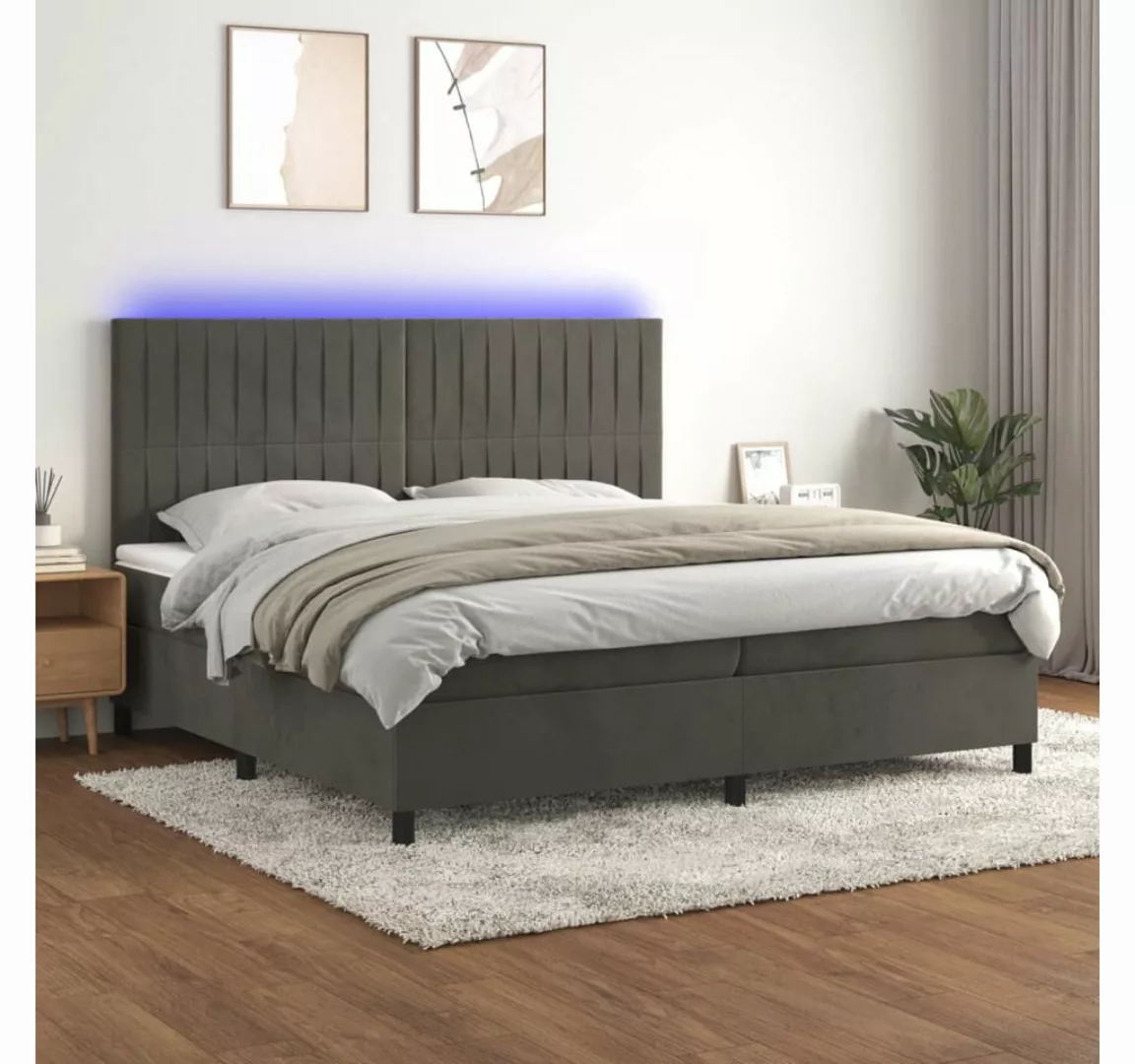 vidaXL Boxspringbett Boxspringbett mit Matratze & LED Samt (200 x 200 cm, D günstig online kaufen