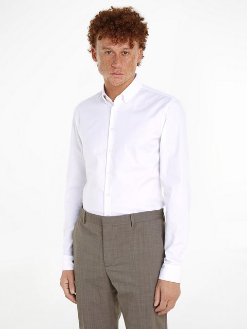 Calvin Klein Langarmhemd OXFORD SOLID SLIM SHIRT mit Logoprägung günstig online kaufen