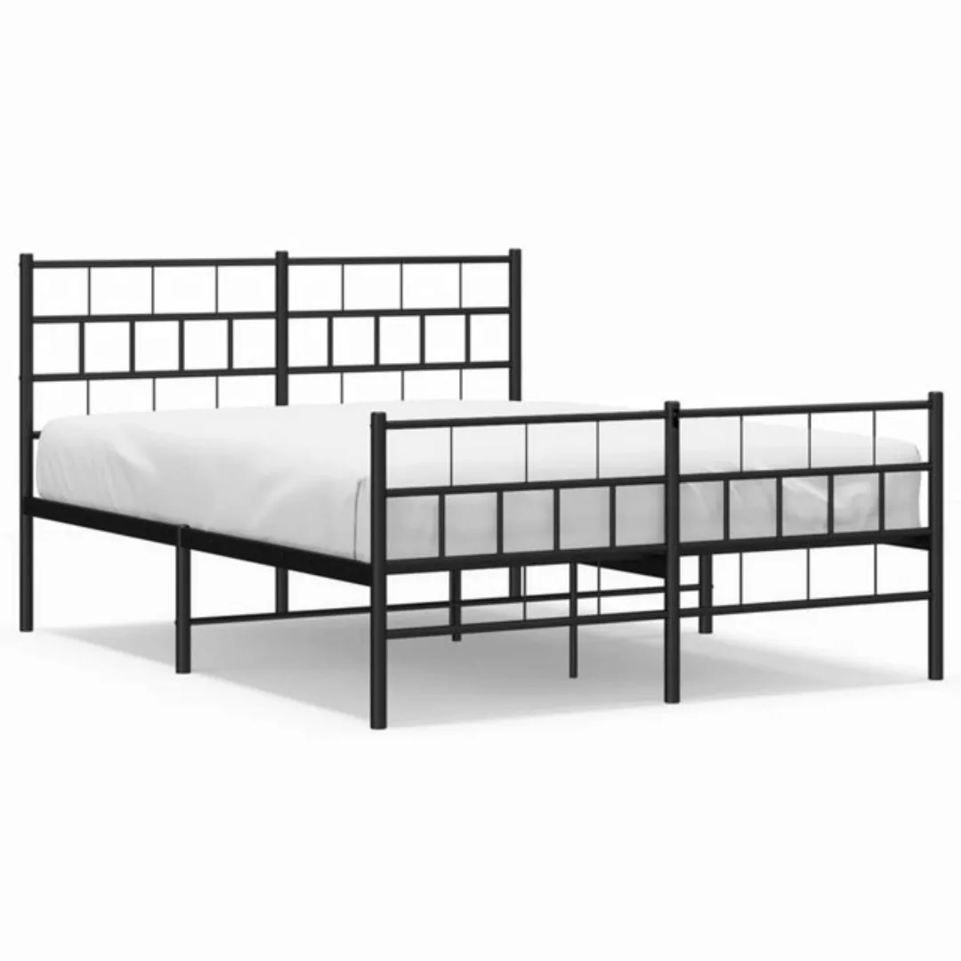 furnicato Bett Bettgestell mit Kopf- und Fußteil Metall Schwarz 120x200 cm günstig online kaufen