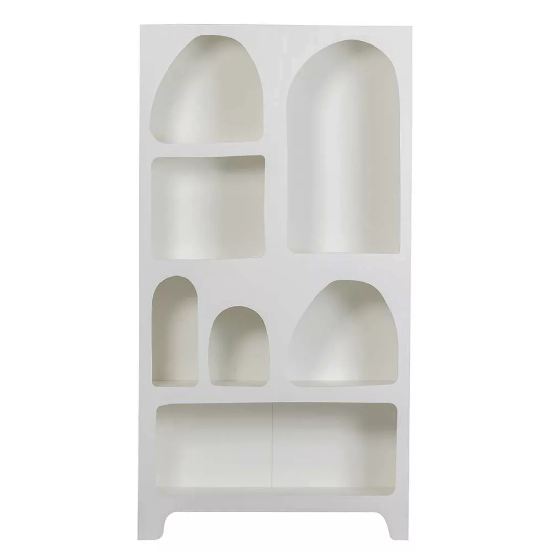 Weißes Wohnzimmer Regal im Retrostil 180 cm hoch - 95 cm breit günstig online kaufen