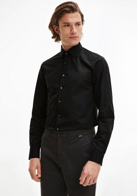 Calvin Klein Businesshemd "POPLIN STRETCH SLIM SHIRT", mit Kentkragen, Logo günstig online kaufen